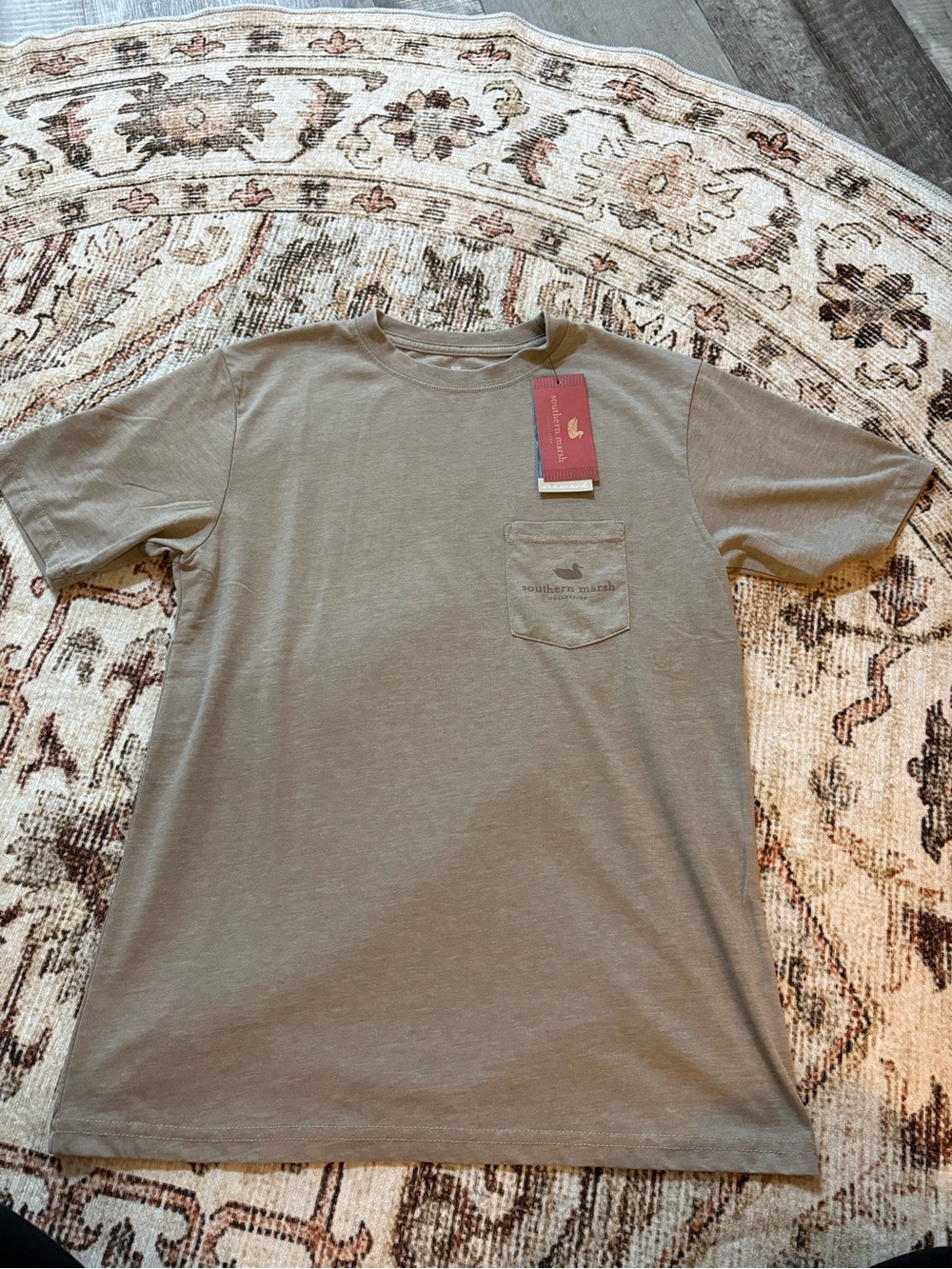 Southern Marsh youth large boys Pocket T-Shirt — Olive